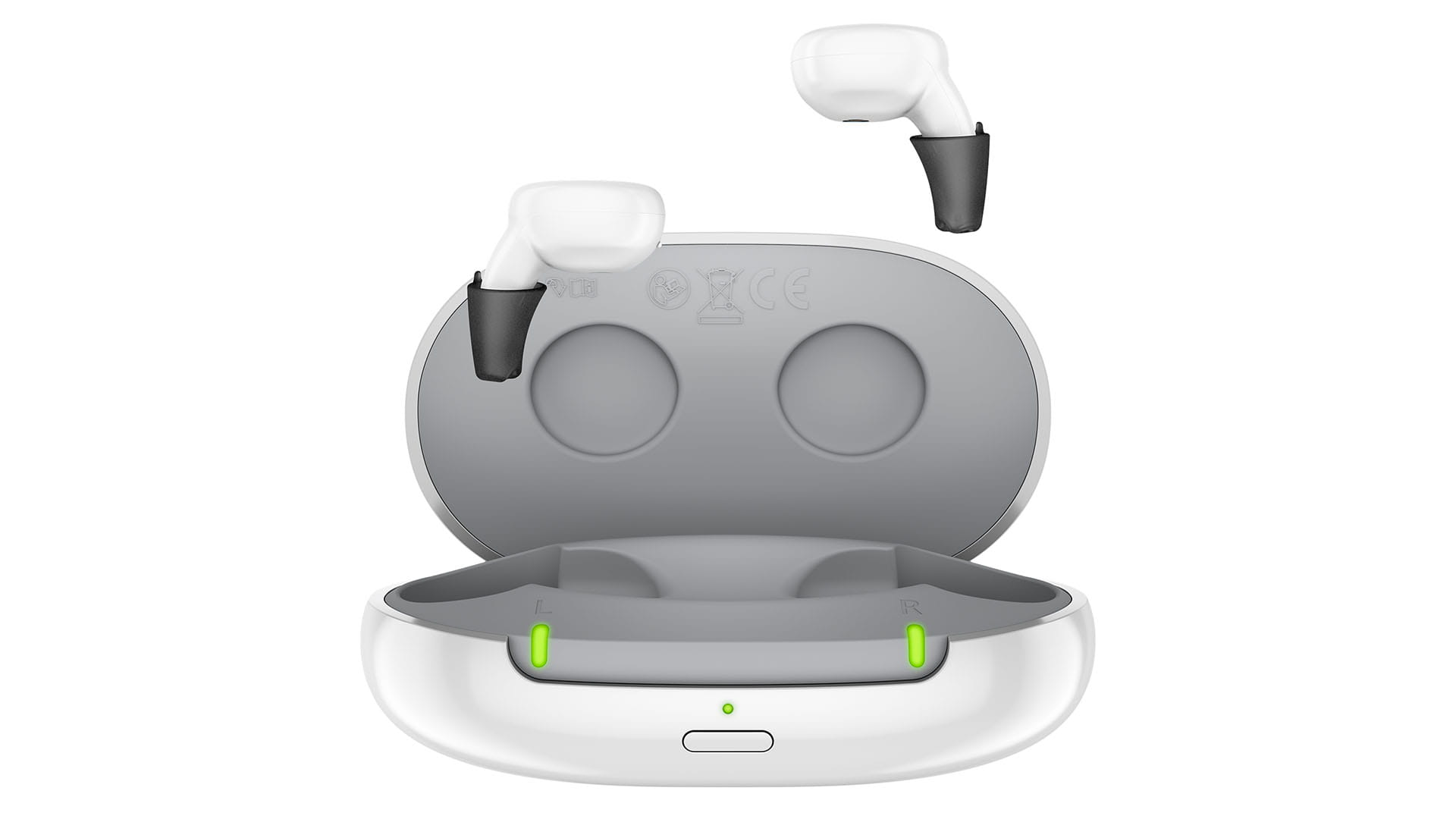 Signia Active Pro 7IX høreapparater i hvidt ladeetui